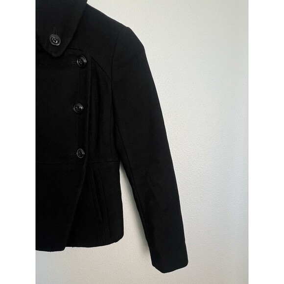 Marcs Black Wool Blend High Collar Military Style Peplum Back Jacket Size 4 - Picture 4 of 11